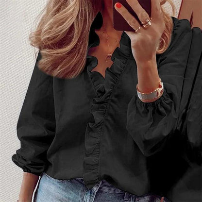 Damen Sommer V Ausschnitt Bluse