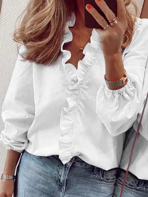 Damen Sommer V Ausschnitt Bluse