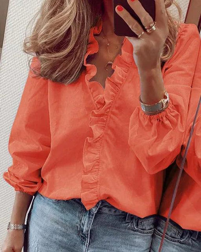 Damen Sommer V Ausschnitt Bluse
