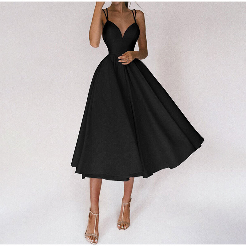 Damen Midi Abendkleid | V-Ausschnitt mit eleganter Linienführung für festliche Anlässe