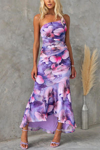 Diana | Damen One-Shoulder Blumenmuster Hochzeitsgastkleid
