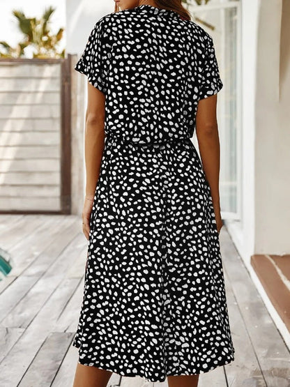 Anna | Damen Lässiges Bedrucktes Hemdkleid