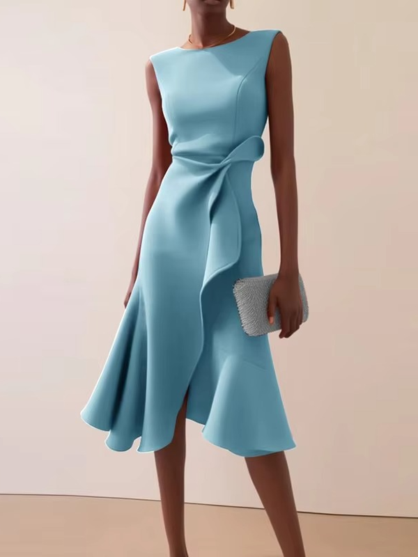 Damen Sommer Drapiert Midi Abendkleid