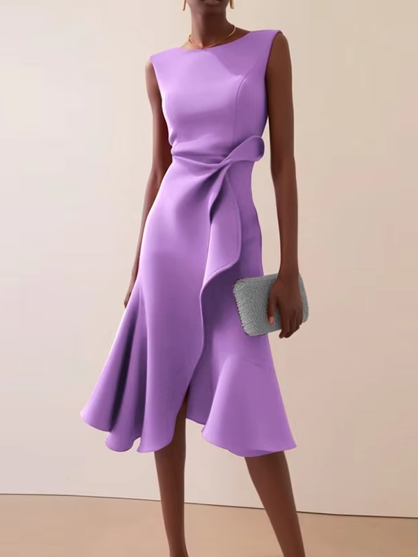 Damen Sommer Drapiert Midi Abendkleid