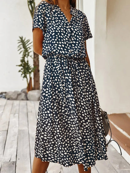 Anna | Damen Lässiges Bedrucktes Hemdkleid