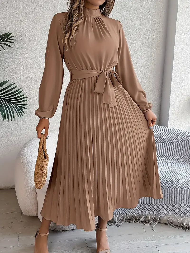 Damen Sommer Plissierter Abend Midikleid