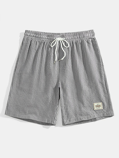 Herren Casual Elastisch Taille Gestreift Sommer Shorts