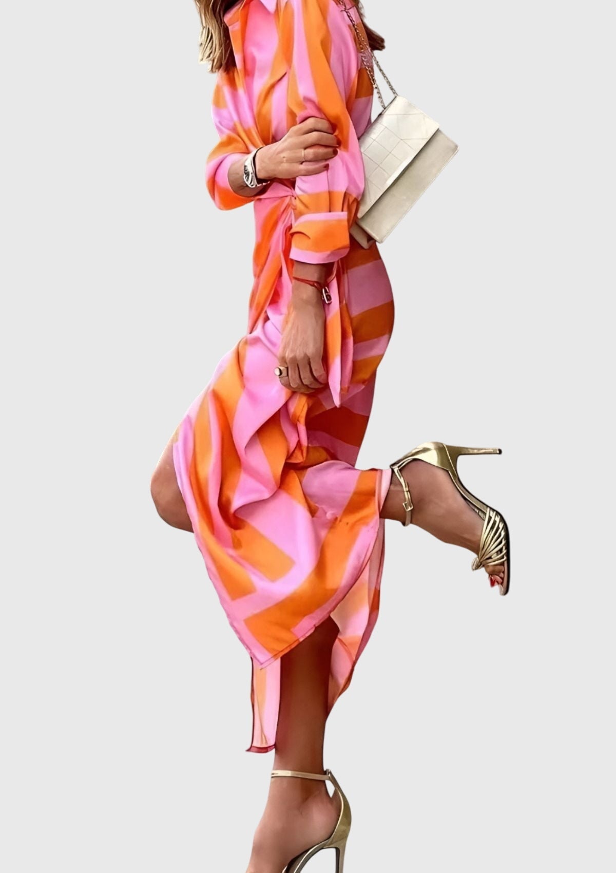 Damen Sommer Wickel Maxikleid mit Bindegürtel