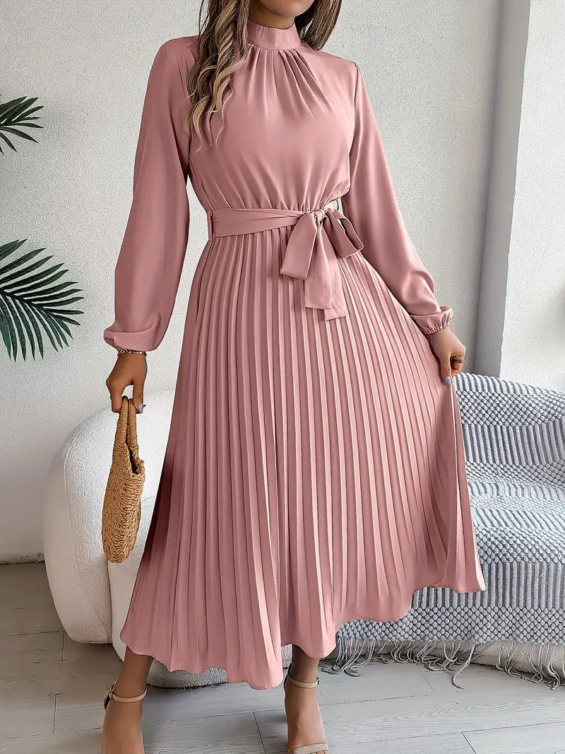 Damen Sommer Plissierter Abend Midikleid