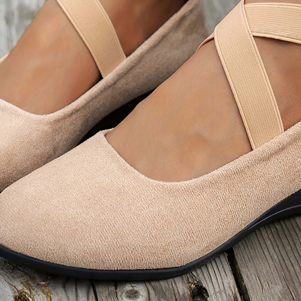 Damen Elegant Kreuzriemen Slip On Ballerina Schuhe