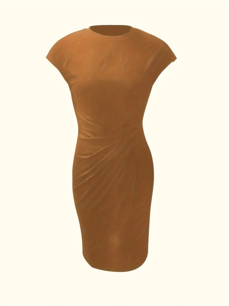 Damen Sommer Drapiert Elegant Bodycon Midikleid