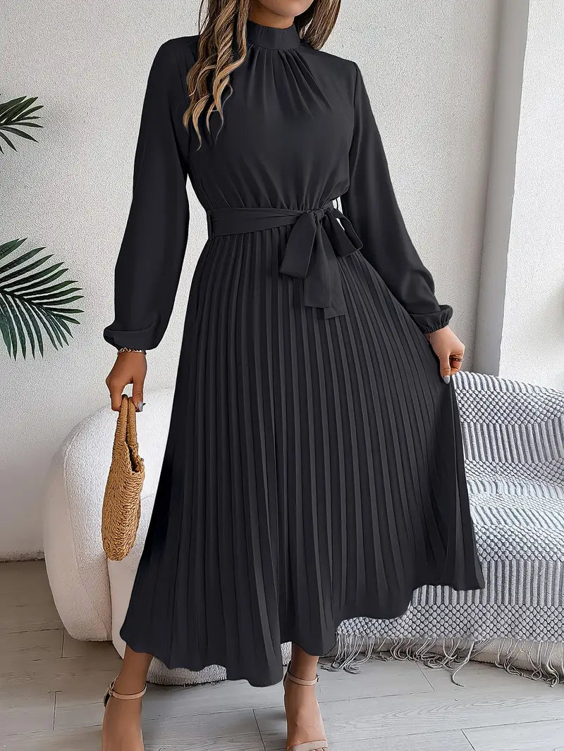 Damen Sommer Plissierter Abend Midikleid