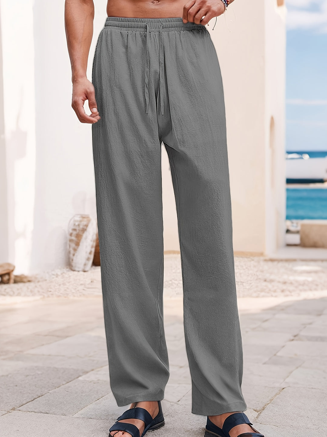 Herren Casual Weite Sommerhose mit Kordelzug