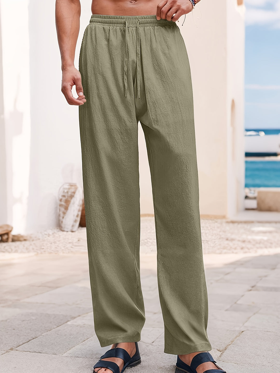 Herren Casual Weite Sommerhose mit Kordelzug