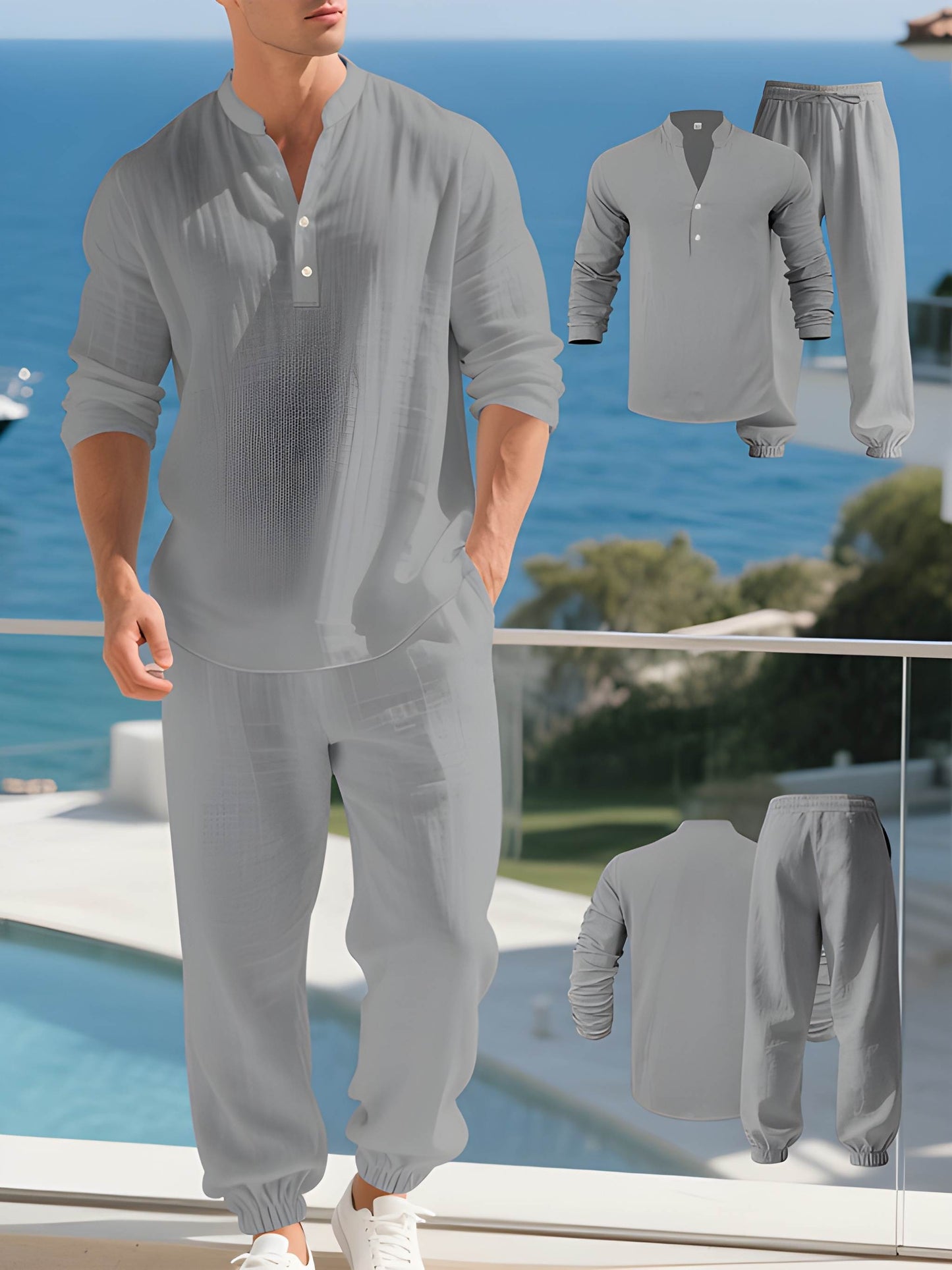 Herren Straight Fit Sommer Set mit Kordelzug