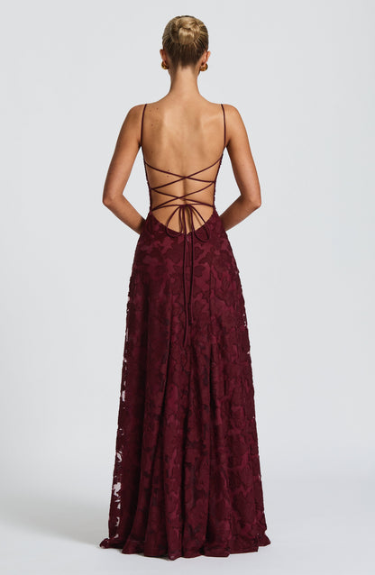 Lisanne | Damen Elegantes Besticktes Maxi Abendkleid