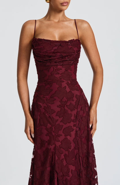 Lisanne | Damen Elegantes Besticktes Maxi Abendkleid