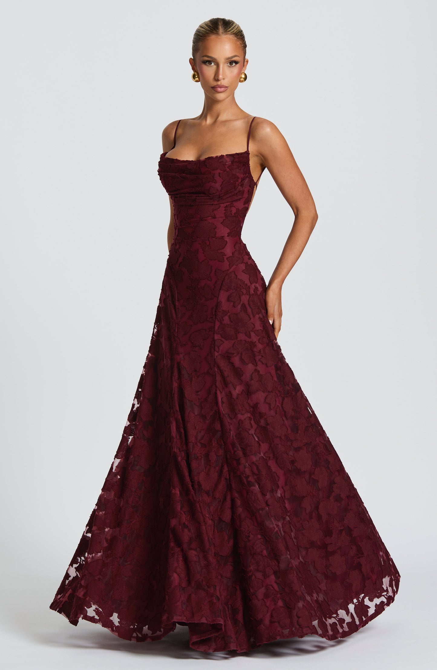 Sandra | Damen Elegantes Besticktes Maxi Abendkleid