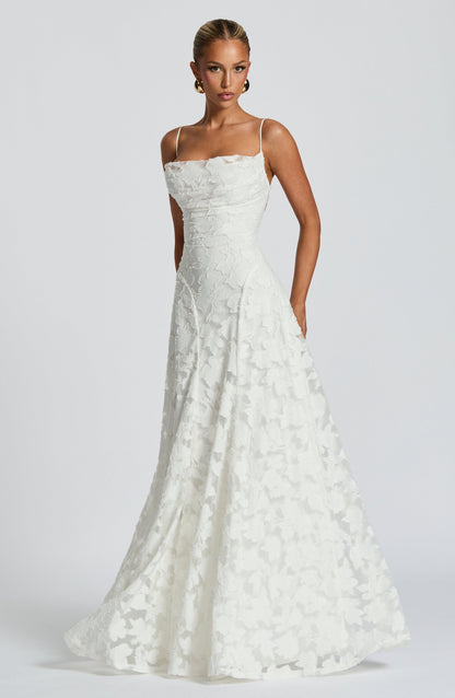 Sandra | Damen Elegantes Besticktes Maxi Abendkleid