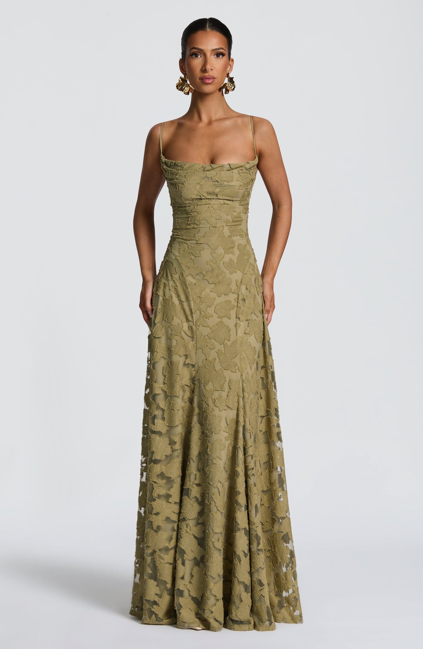 Lisanne | Damen Elegantes Besticktes Maxi Abendkleid