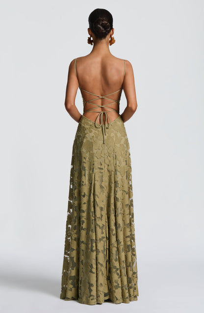 Sandra | Damen Elegantes Besticktes Maxi Abendkleid