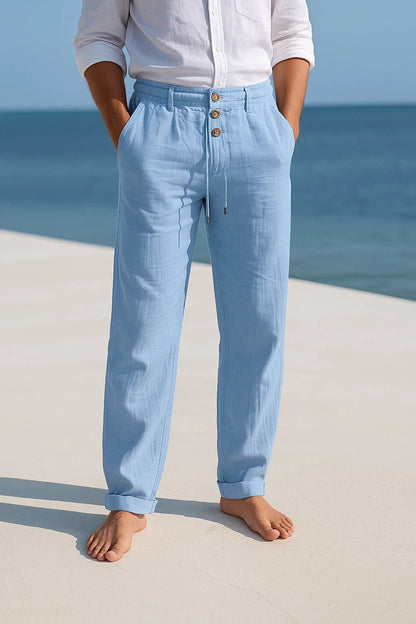 Herren Leinen Slim Fit Sommer Hose