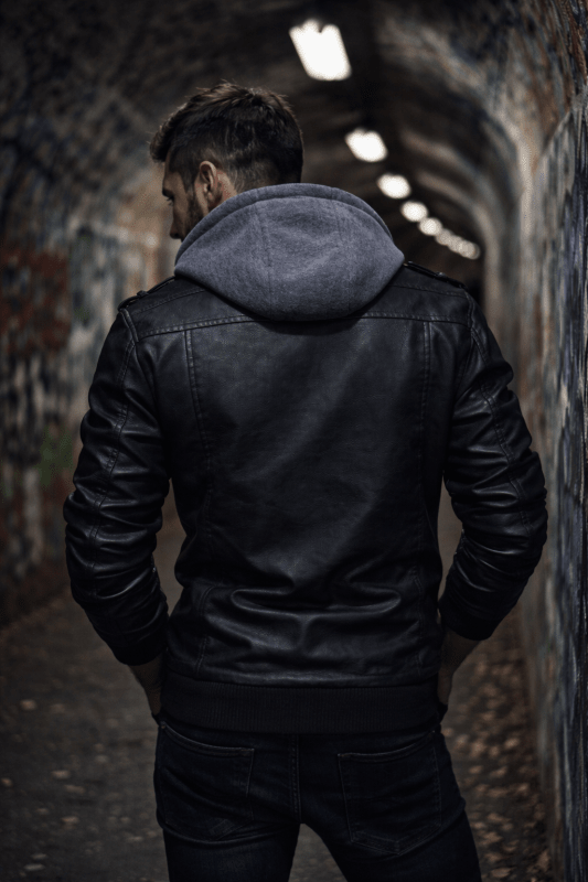 Emil | Herren Klassiker Leder Jacke mit Kapuze