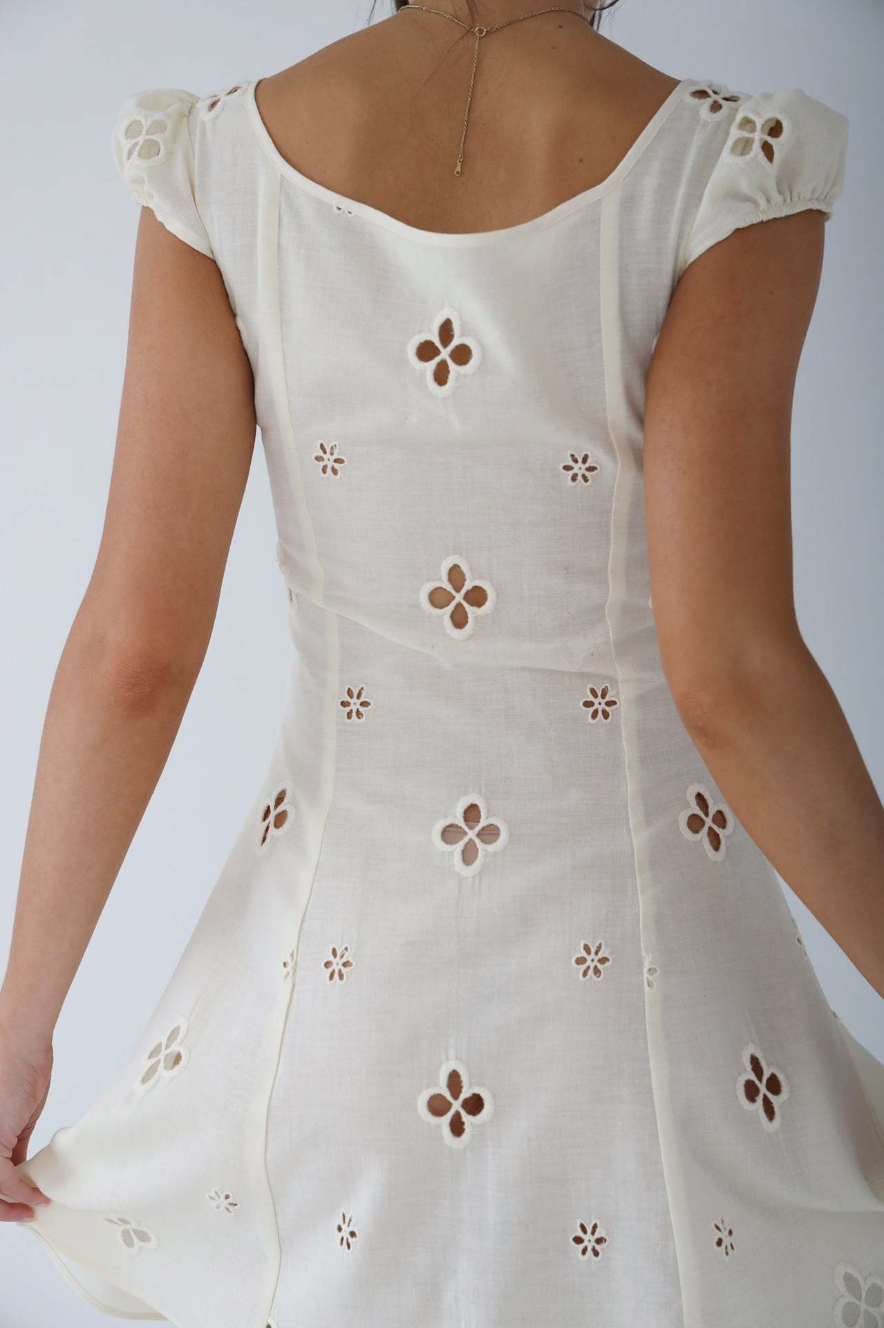Damen Sommer Cut-Out Hochzeitsgast Midikleid