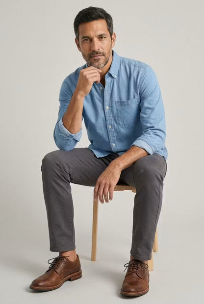 Andreas | Herren Washed Chambray Hemd