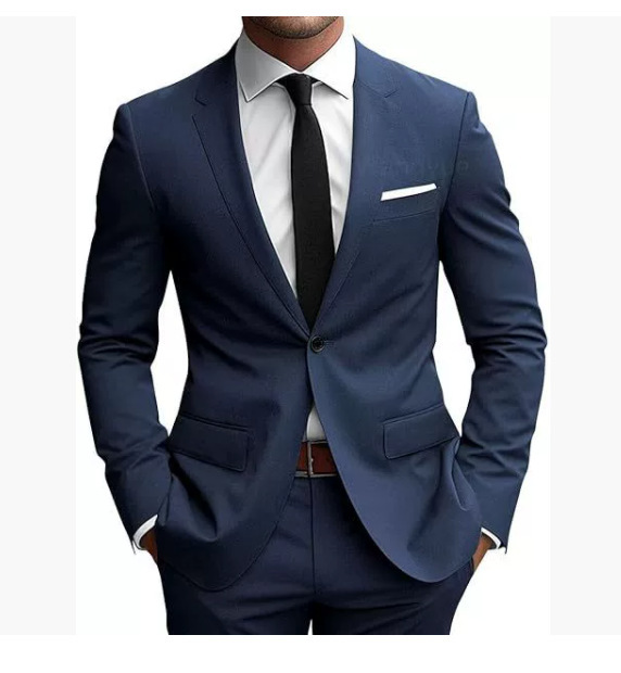 Herren Eleganter Slim Fit Frühjahrsanzug mit Hemdkragen