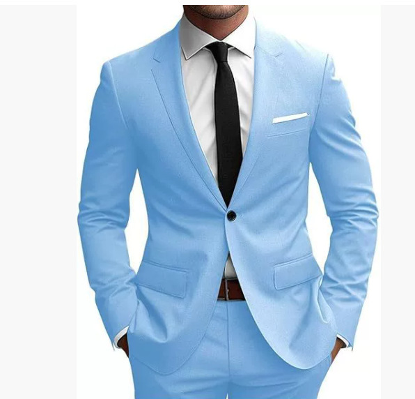 Herren Eleganter Slim Fit Frühjahrsanzug mit Hemdkragen