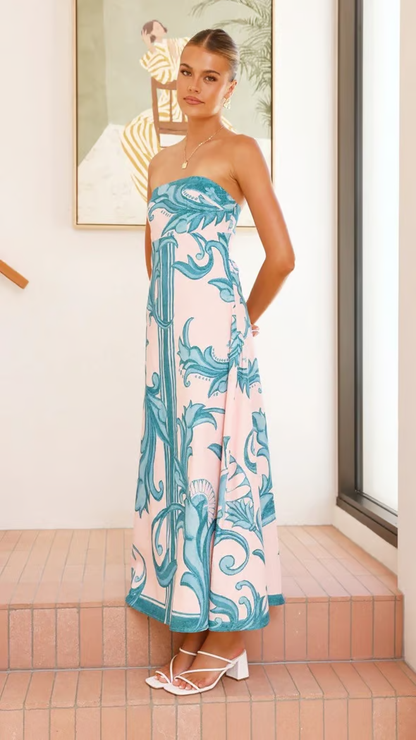 Natalie | Damen Elegantes Ornamentales Muster Hochzeitsgastkleid