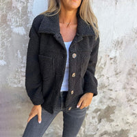 Carina | Damen Herbst Knöpfen Teddyjacke