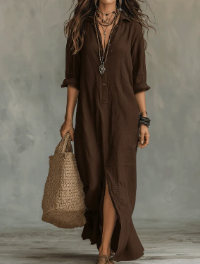 Petra | Damen Sommer Leinen Maxikleid