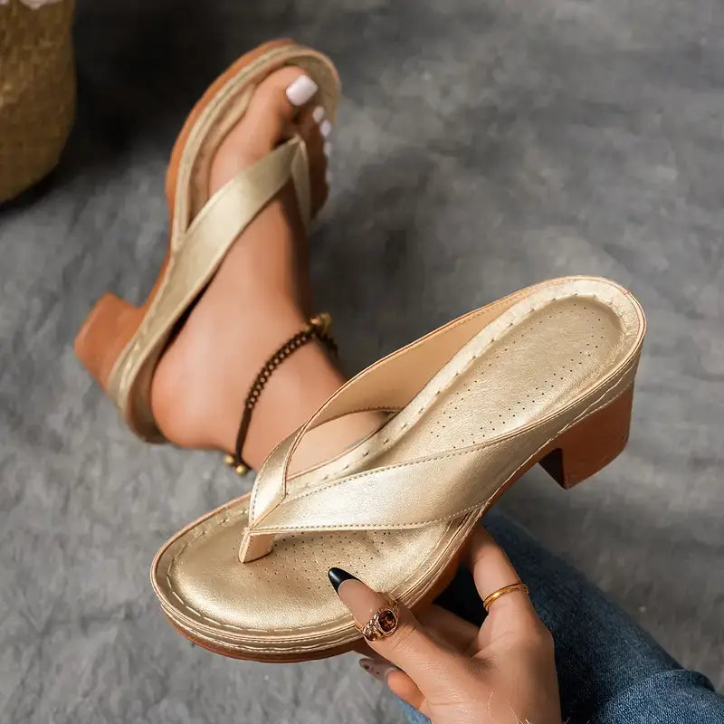 Damen Breitem Riemen Orthopädische Heeled Sandalen
