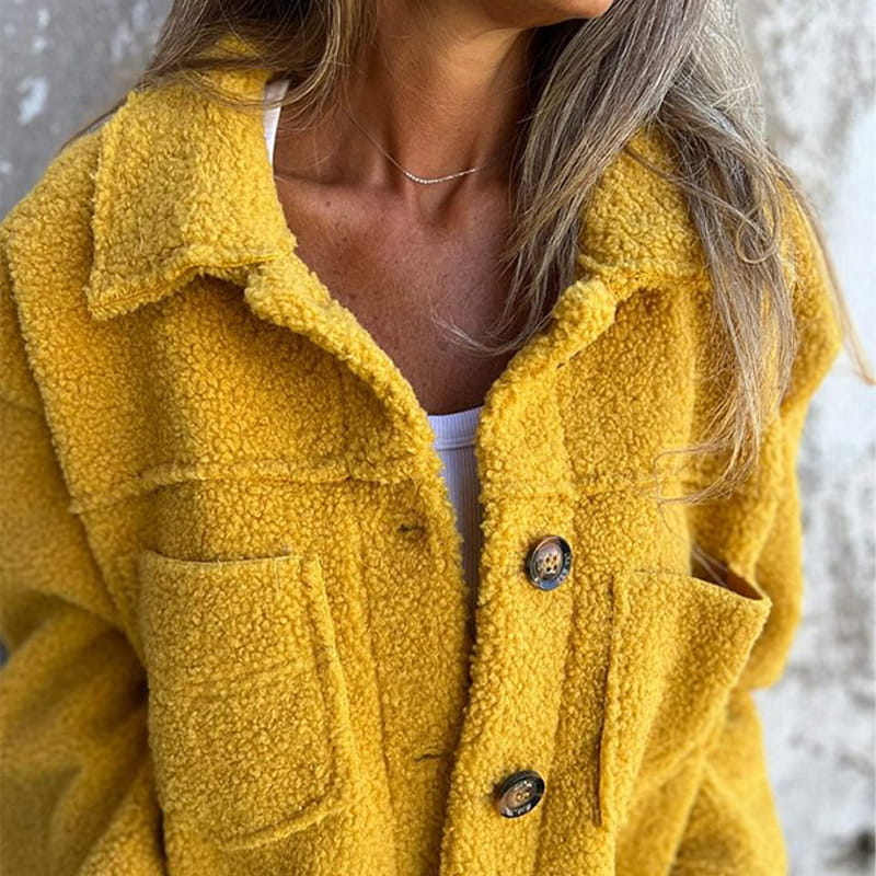 Carina | Damen Herbst Knöpfen Teddyjacke