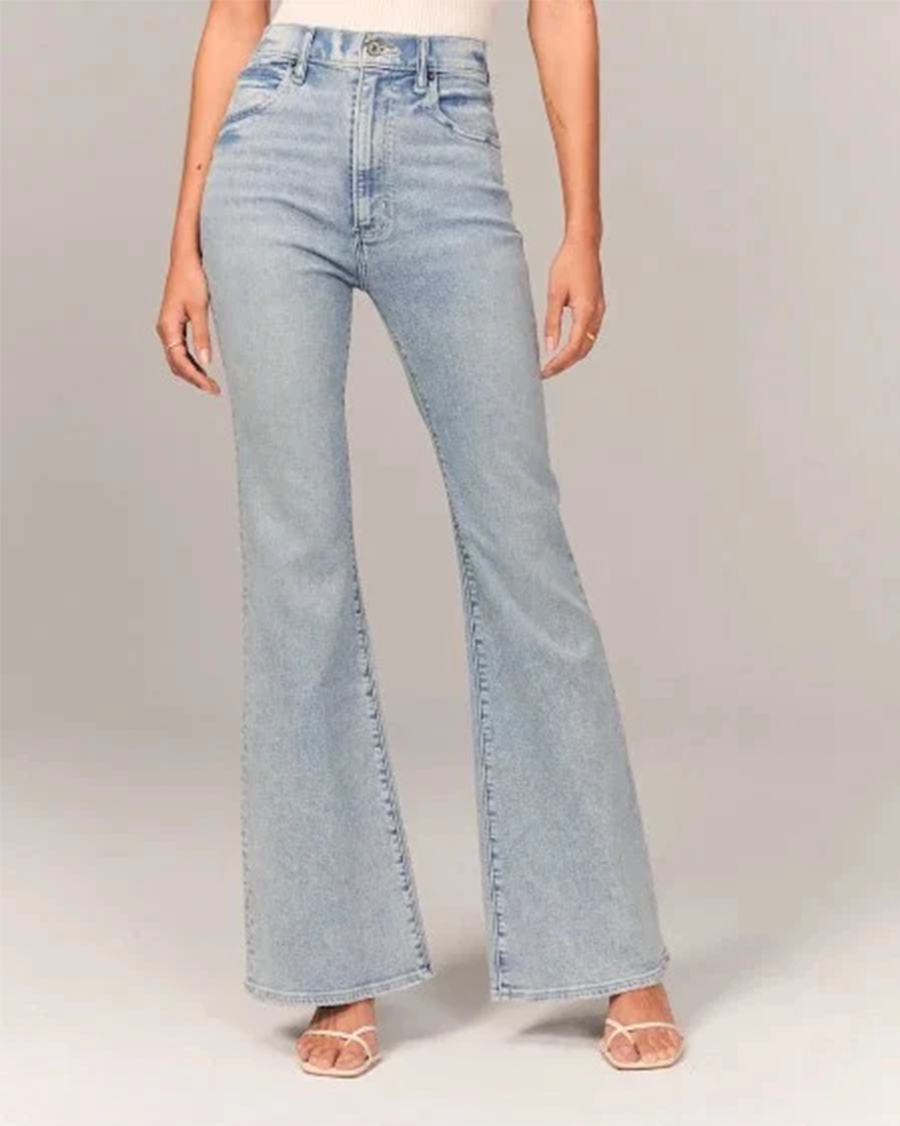 Damen Hochgeschnittene Ausgestellte Jeans