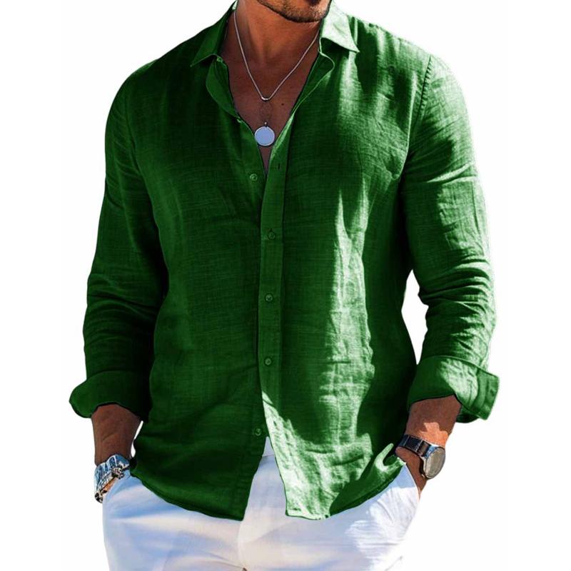 Herren Lässiges Langarmhemd mit Knöpfen und Relaxed Fit