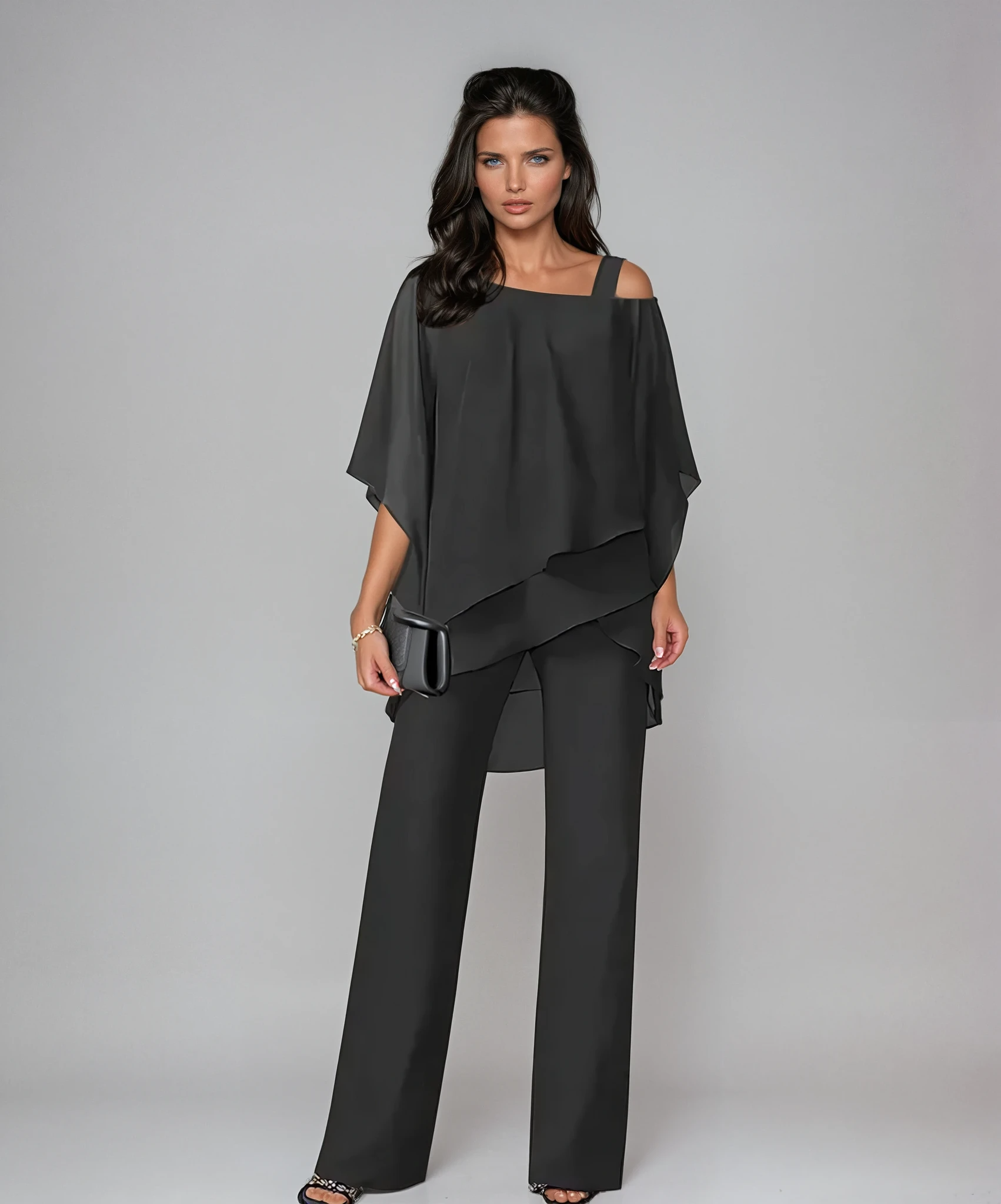 Damen Sommer Weites Bein Zweiteiler Jumpsuit