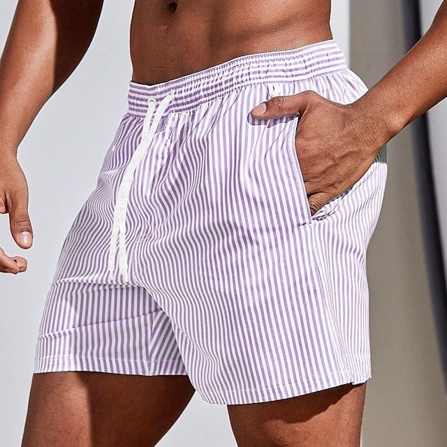 Herren Sommer Streifen Badehose mit Elastischer Bund
