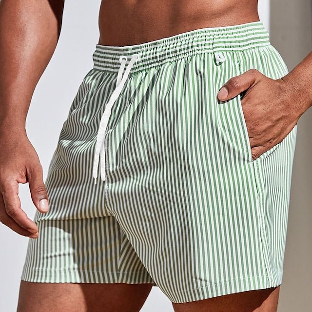 Herren Sommer Streifen Badehose mit Elastischer Bund