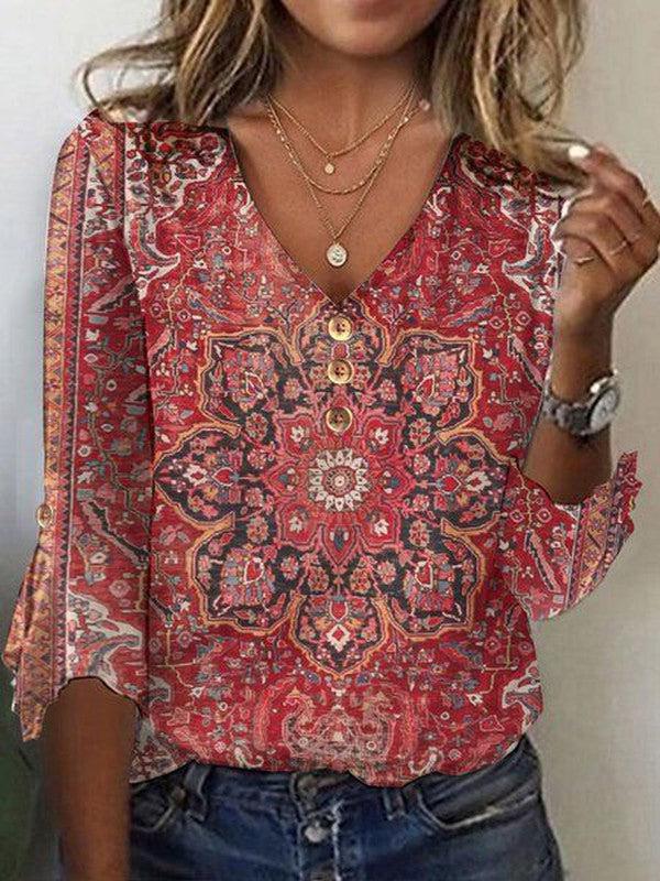 Ida | Damen Bedruckte Boho Bluse