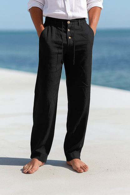 Herren Leinen Slim Fit Sommer Hose