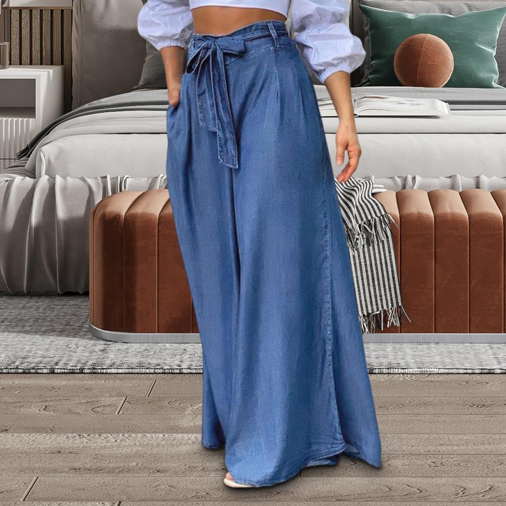 Damen Bindegürtel Weiter Jeansrock