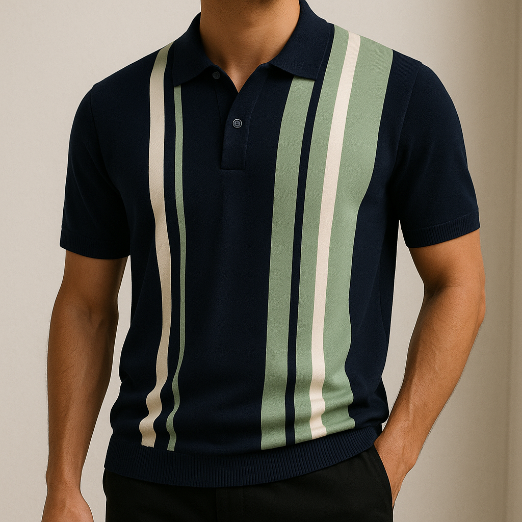 Herren Sommer Knopfleiste Stricken Poloshirt