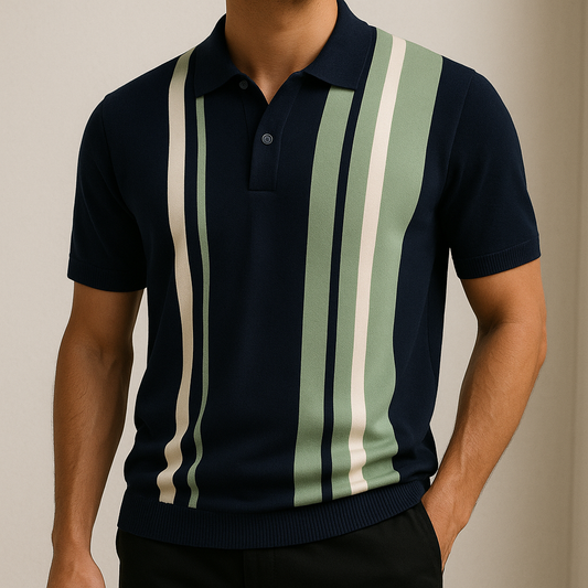 Herren Sommer Knopfleiste Stricken Poloshirt