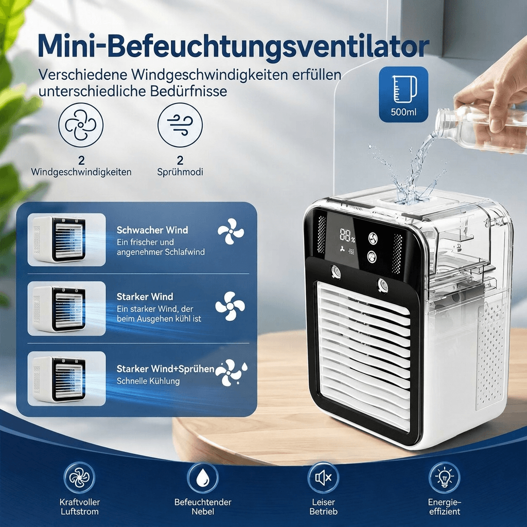 Mobiler Luftkühler Ventilator | Verdunstungskühlung Wassertank Tragbar