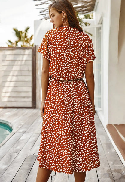 Anna | Damen Lässiges Bedrucktes Hemdkleid