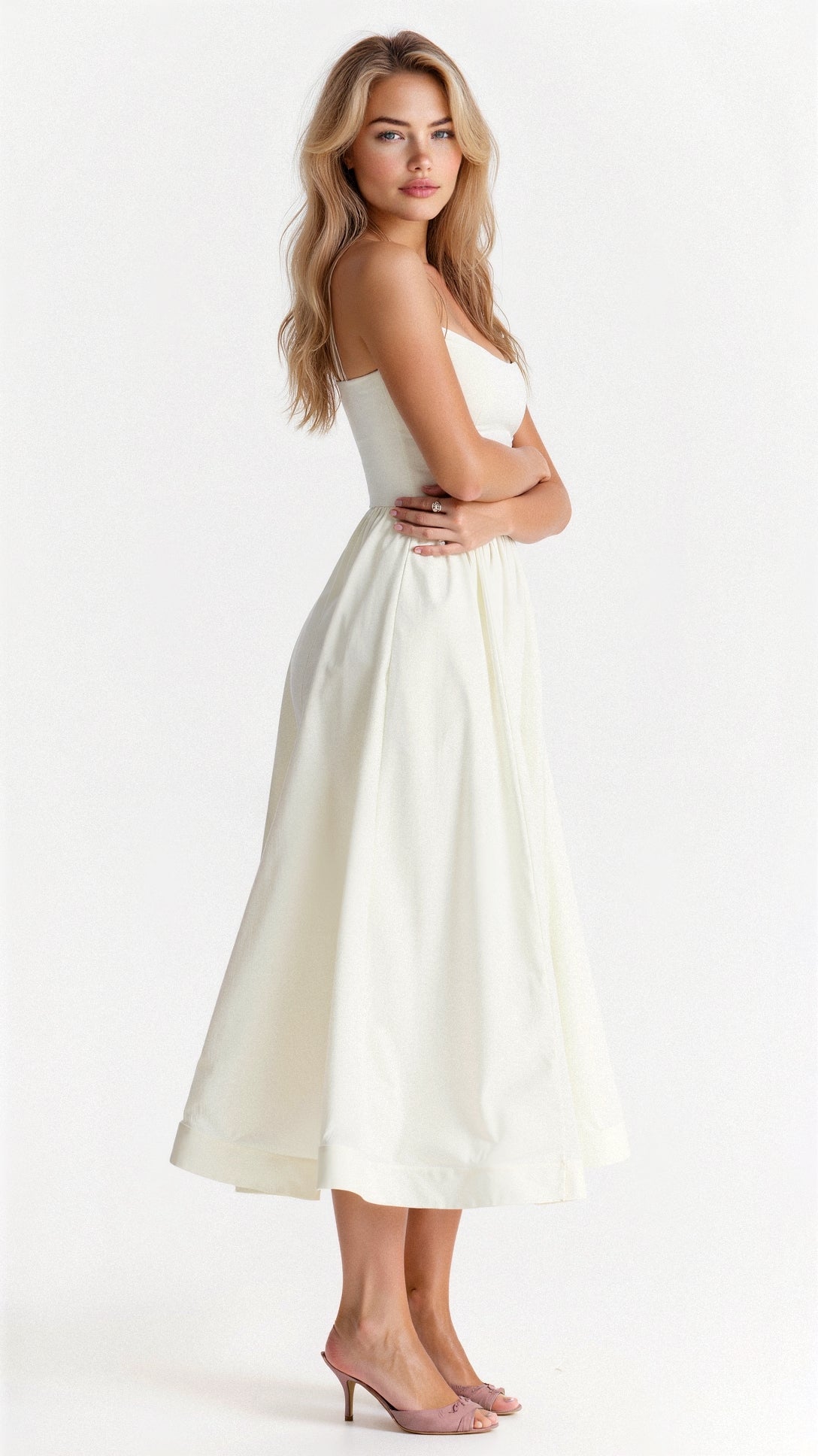 Angelika | Damen Klassisches Spaghettiträger A-Linien Kleid