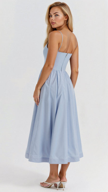 Angelika | Damen Klassisches Spaghettiträger A-Linien Kleid